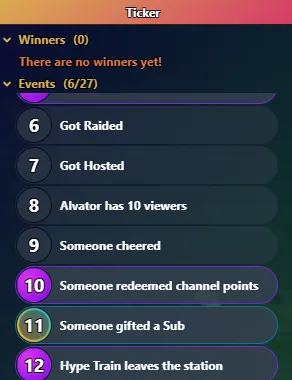 Stream Bounty ticker showing interactive stream elements and real-time events